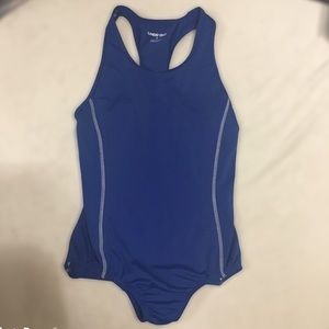 LAND'S END Girls One Piece Blue Swimsuit 10